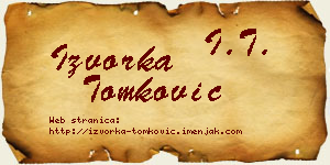 Izvorka Tomković vizit kartica